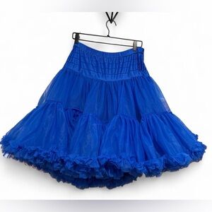 Vintage Royal Blue Petticoat Crinoline Ruffle Square Dance Rockabilly Goth